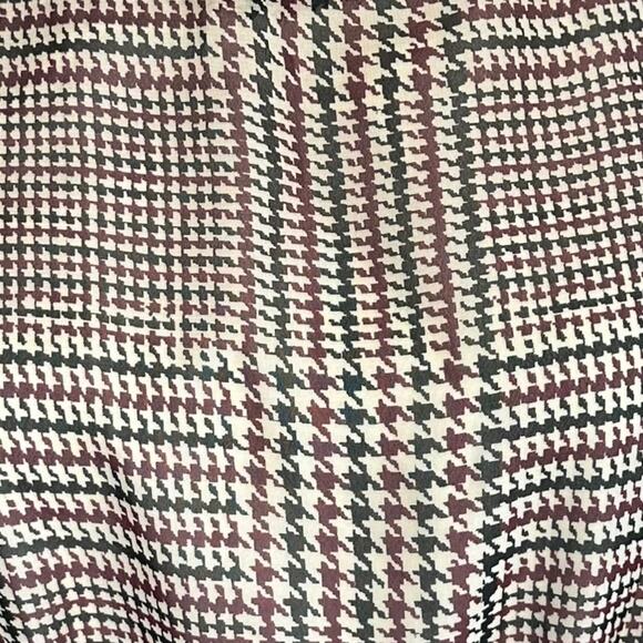 Maison Jules Tie Front Fit Flare Dress Houndstooth Sz 10 Burgundy Black Cream - Picture 7 of 10